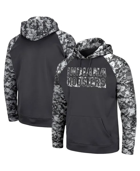 Мужская темно-серая толстовка с капюшоном indiana hoosiers oht в стиле милитари appreciation digital camo pullover hoodie Colosseum, мульти