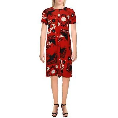 Красное женское деловое платье с цветочным принтом Valentino BHFO 6912