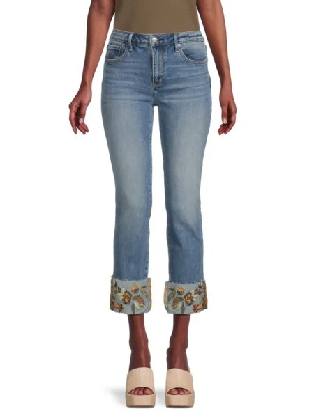 Прямые джинсы Colette с цветочным принтом и манжетами Driftwood, цвет Light Wash