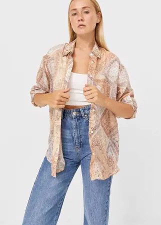 Stradivarius Рубашка Свободного Кроя Цвет Камня S