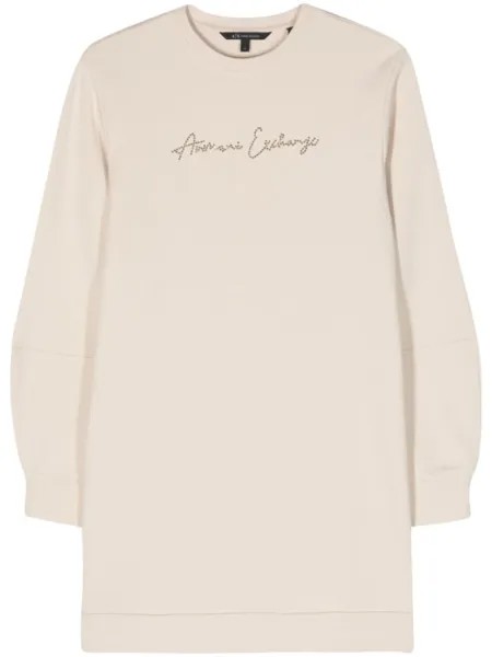 Платье-толстовка из джерси с логотипом Armani Exchange, бежевый