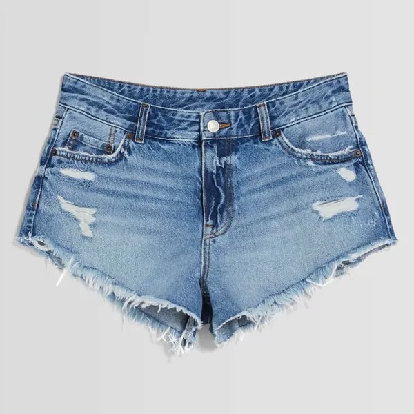 Шорты Bershka Vintage Denim With Rips, синий