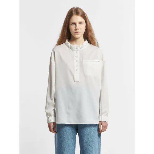Блуза  Ksenia Schnaider, классический стиль, прямой силуэт, длинный рукав, однотонная, размер m, белый
