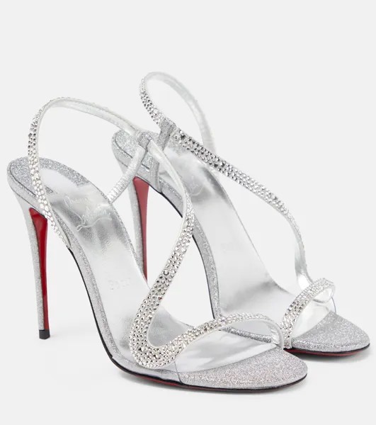 Декорированные сандалии Rosalie Strass 100 Christian Louboutin, серебряный