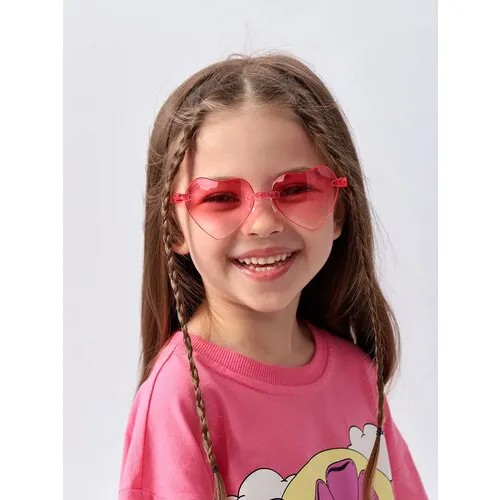 50670, Очки детские солнцезащитные UV400 Happy Baby очки сердечки, детские солнечные очки, розовые