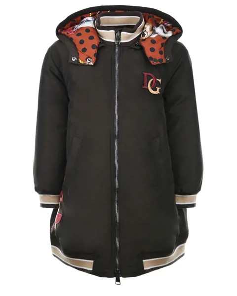 Коричневое пальто с аппликациями Dolce&Gabbana детское