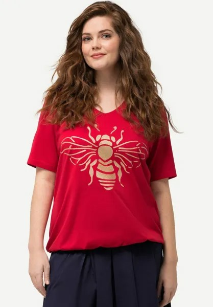 Футболка с принтом SPARKLING BEE HEM GRAPHIC Ulla Popken, красный