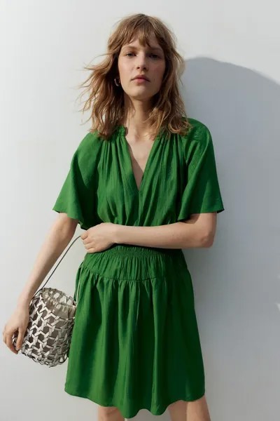 Присборенное платье H&M, зеленый