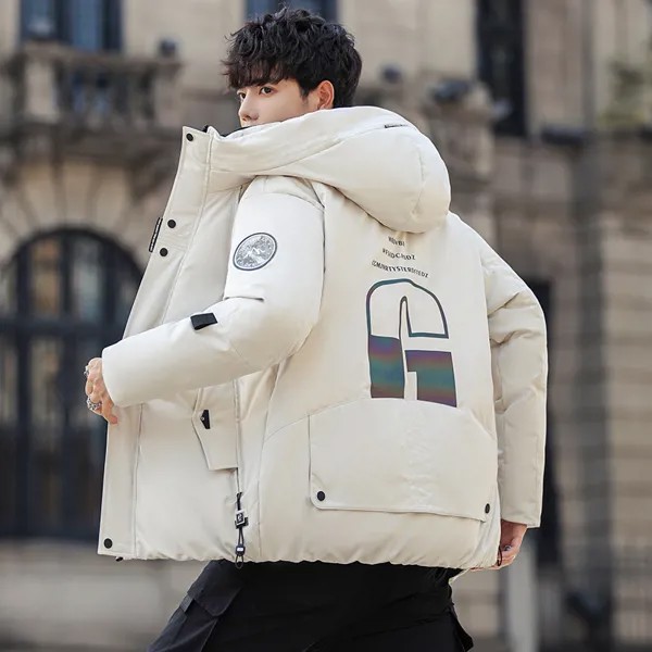 Утепленная Мужская куртка, новинка зимы 2021, свободная Японская уличная одежда в стиле хип-хоп, универсальная мужская куртка-пуховик с воротником-стойкой