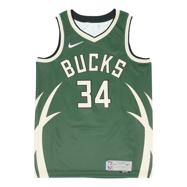 Футболка баскетбольная майка жилет nba retro fan edition milwaukee bucks alphabet 34 армейский Nike, зеленый