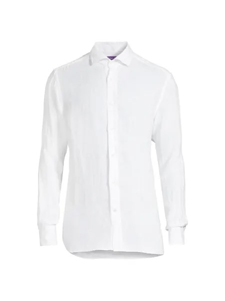 Текстурированная льняная рубашка ручной работы Ralph Lauren Purple Label, белый