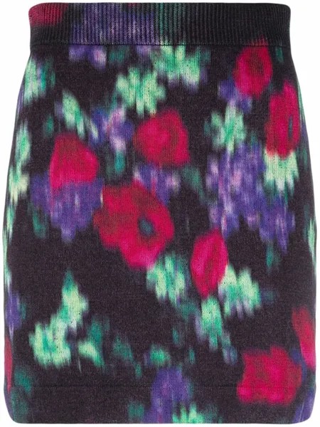 Kenzo abstract floral-print knitted mini skirt