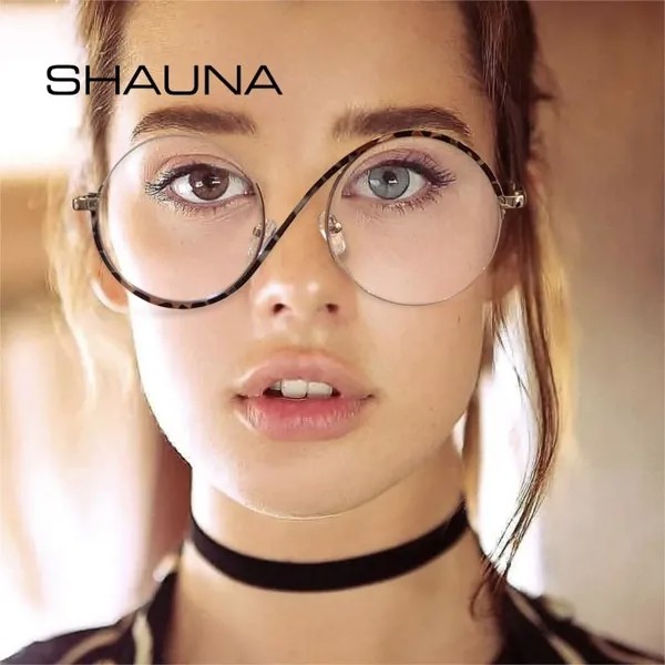 SHAUNA Ретро Полу-без оправы Круглые Женщины Металлические очки Оправа Мода Мужчины Оптический Прозрачный Анти Синий Свет Очки Оправы