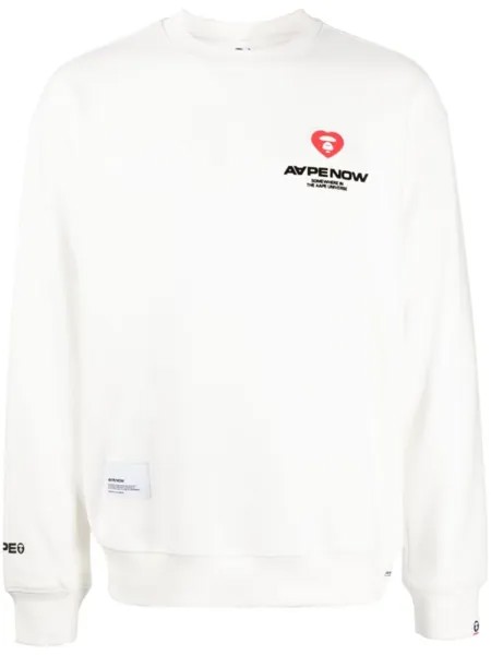 Толстовка из джерси с вышитым логотипом AAPE BY *A BATHING APE, белый