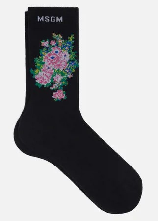 Носки MSGM Bouquet Flowers, цвет чёрный, размер 35-40 EU