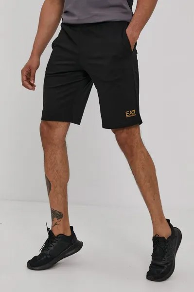 Хлопковые шорты EA7 Emporio Armani, черный