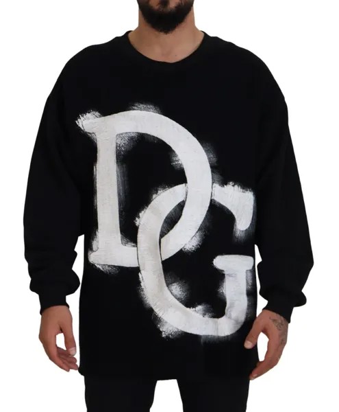 DOLCE - GABBANA Свитер черный DG Logo Хлопковый пуловер IT50/US40/L 2930usd