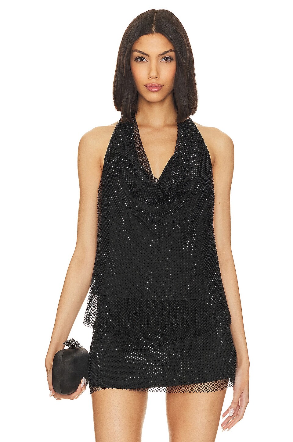 Топ Amanda Uprichard X Revolve Niecy Mesh Sparkle, черный