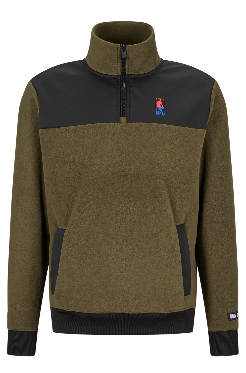 Свитшот Boss & NBA Stretch-fleece Zip-neck Nba Generic, хаки