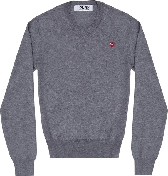 Пуловер Comme des Garçons PLAY Small Heart V-Neck Pullover 'Grey', серый