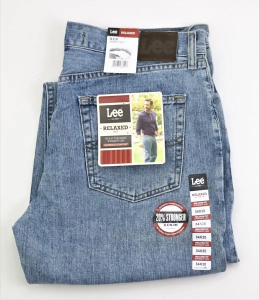 Мужские джинсы прямого кроя New Lee Relaxed Fit, размер W34 L30, 100% хлопок