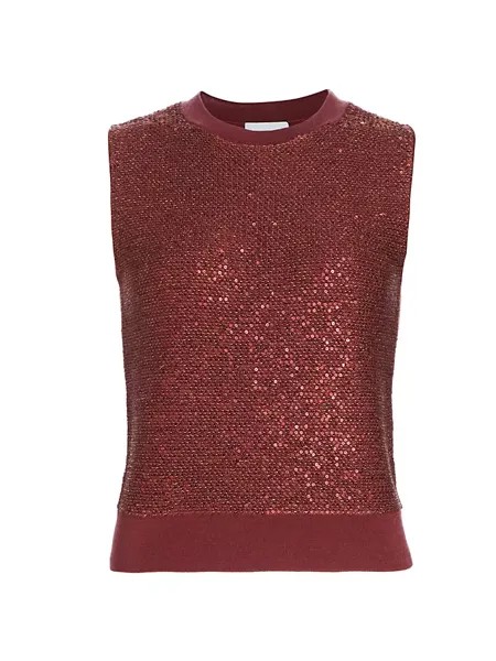 Топ из шерсти и шелка с пайетками St. John, цвет cranberry