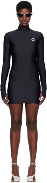 Черное мини-платье с высоким воротником Coperni, цвет Black