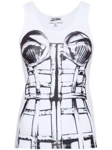 Jean Paul Gaultier топ с эффектом тромплей, белый