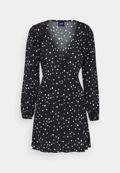 Платье-рубашка Gap Button Front Mini, черный