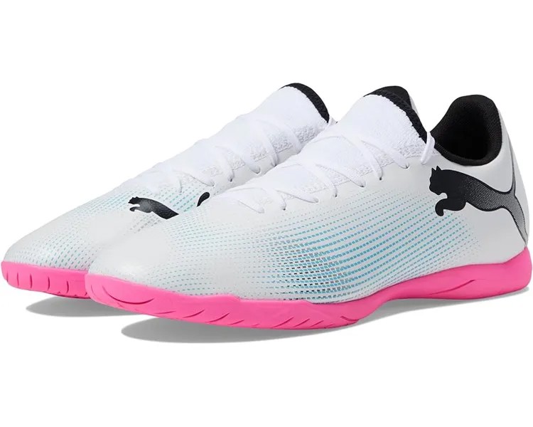 Кроссовки PUMA Future 7 Play Indoor Training, цвет PUMA White/PUMA Black/Poison Pink