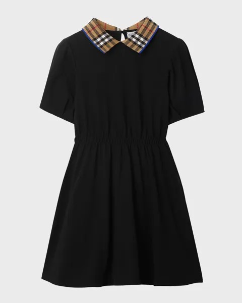 Платье-поло Alesea в клетку с воротником-стойкой для девочек Burberry, цвет Black