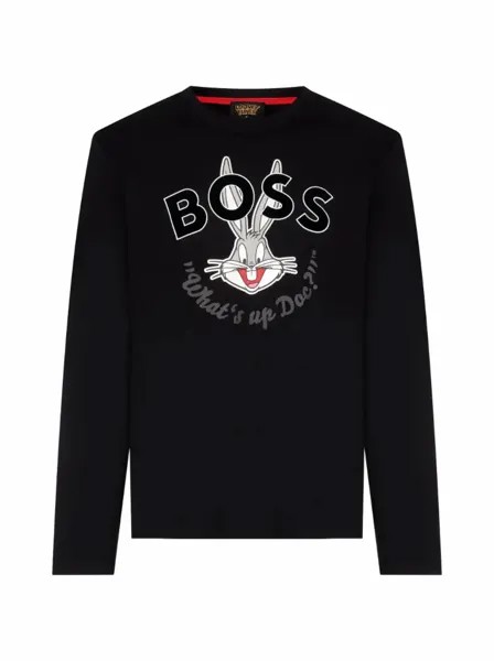 Хлопковый лонгслив с принтом  Hugo Boss