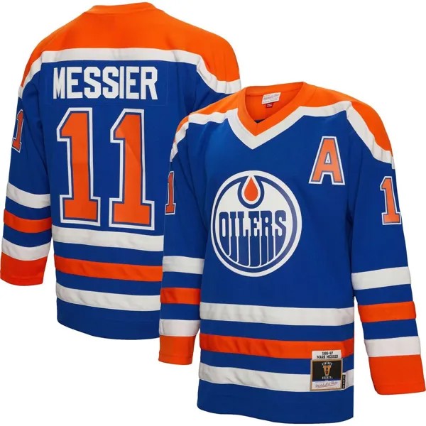 Мужская майка игрока Mitchell & Ness Mark Messier Royal Edmonton Oilers 1986 Blue Line