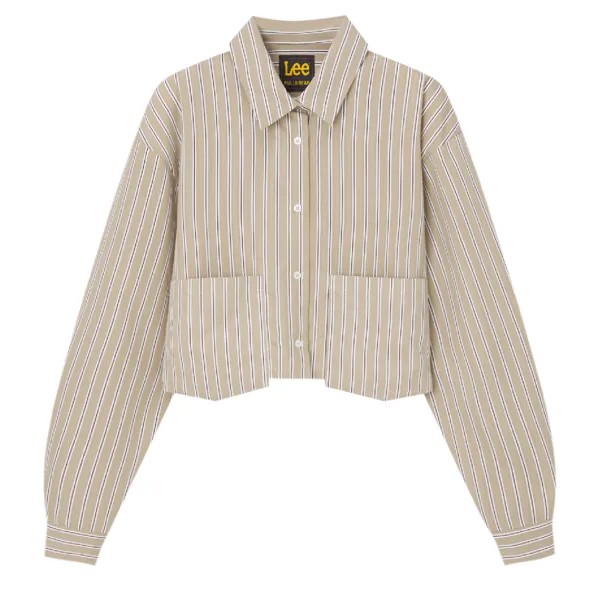 Рубашка Lee x Pull&Bear Striped Cropped, бежевый