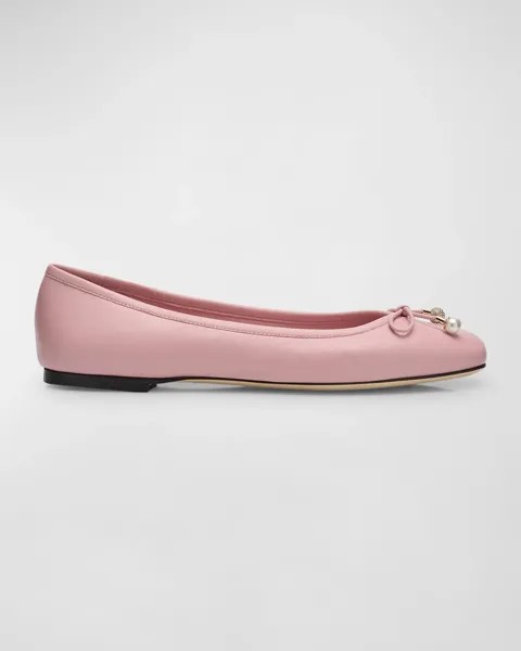Кожаные балетки Elme с бантом Jimmy Choo, цвет Rose