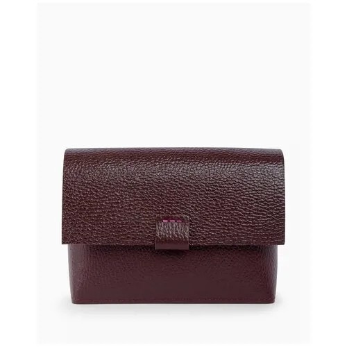 Женская поясная сумка из натуральной кожи бордовая A004 burgundy grain Divalli