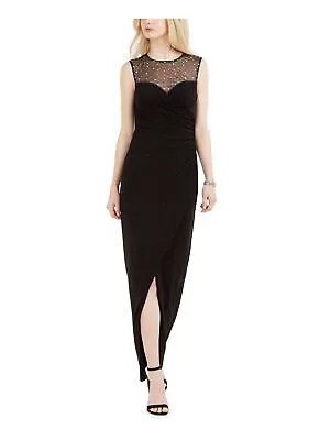 VINCE CAMUTO Женское черное вечернее платье-футляр макси с иллюзиями декольте Размер: 8
