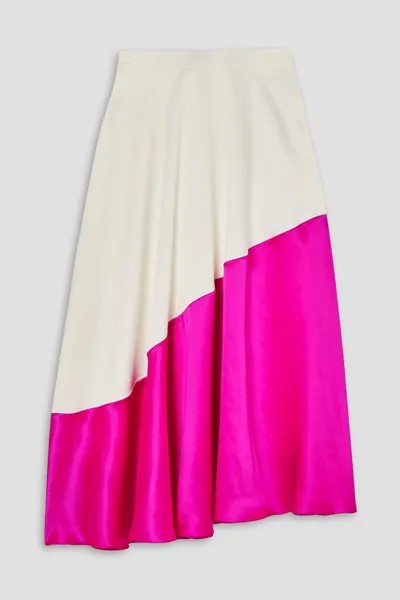 Двухцветная юбка миди из шелкового атласа HALPERN, розовый