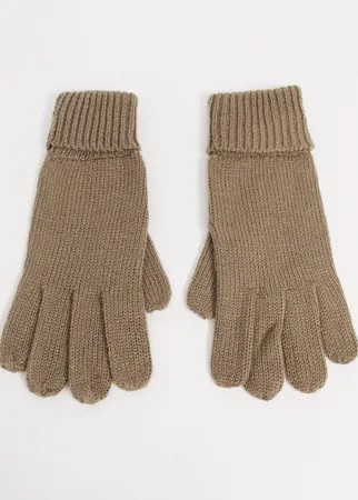 Вязаные перчатки с отворотами бежевого цвета ASOS DESIGN-Коричневый цвет
