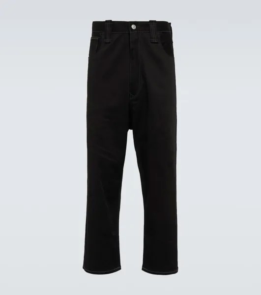 Прямые брюки из смесового хлопка с высокой посадкой Junya Watanabe, черный