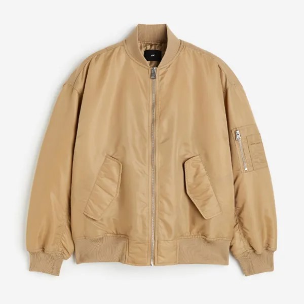 Куртка H&M Loose Fit Bomber, темно-бежевый