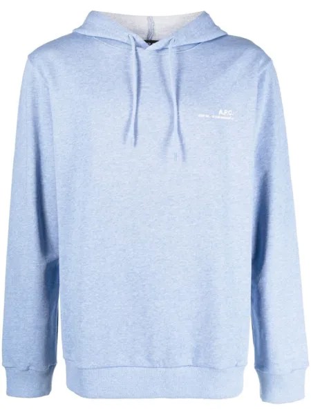 A.P.C. худи с кулиской и логотипом, синий