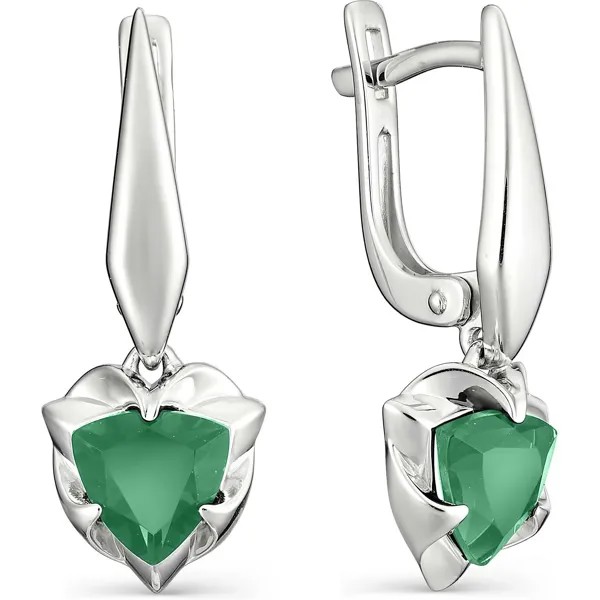 Серьги женские из серебра АЛЬКОР 02-0808, агат