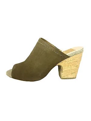 DOLCE VITA Женские зеленые кожаные туфли-мюли на блочном каблуке Tegan без шнуровки на каблуке 10