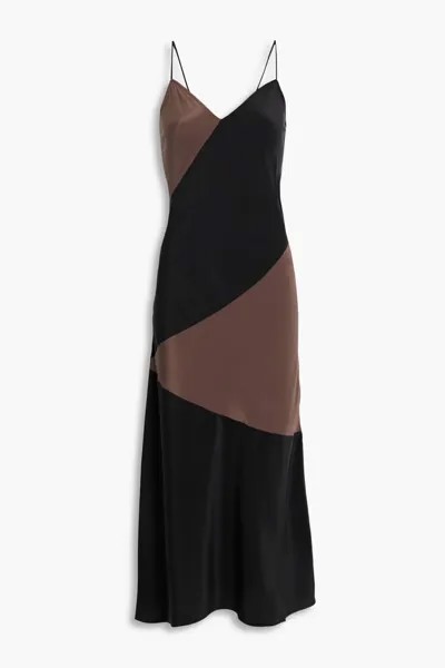 Двухцветное платье-комбинация миди Forain из стираного шелка Equipment, черный