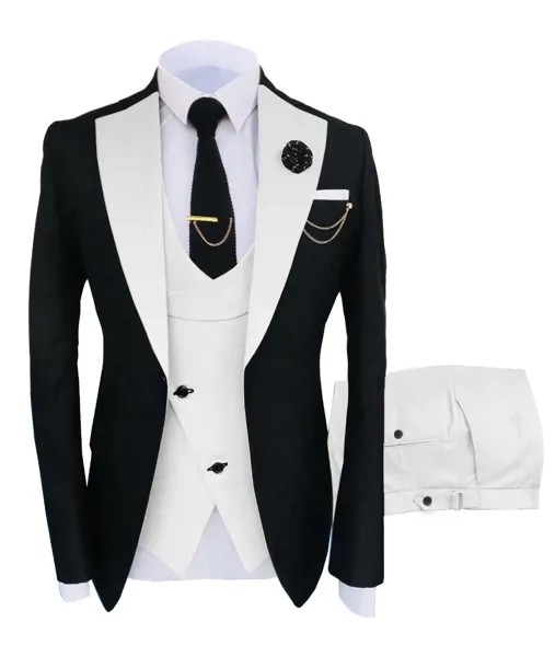 Мужской костюм из трех предметов, приталенные смокинги, официальная деловая модная куртка синего, коричневого, золотого цвета для свадьбы, ...