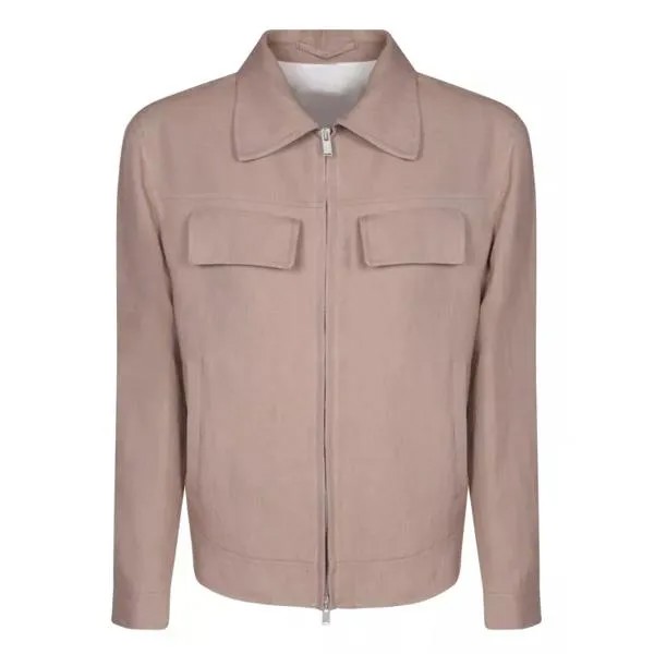 Куртка zipped linen overshirt Lardini, коричневый