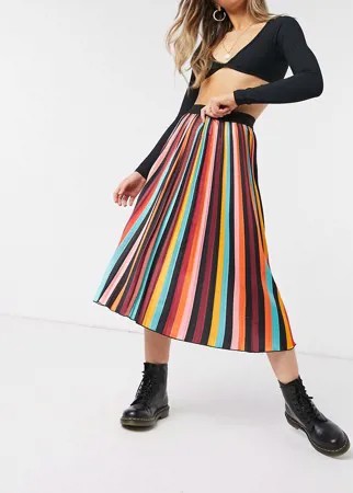Плиссированная юбка миди в разноцветную полоску Outrageous Fortune-Мульти