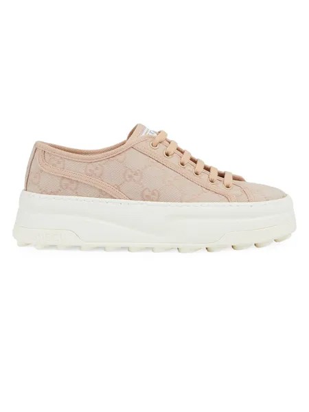 Кроссовки Tennis Treck GG Canvas на платформе Gucci, роза