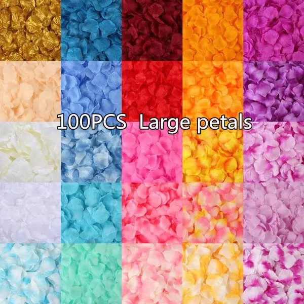 100PCS большой размер 5 см * 5 см, искусственные лепестки роз, романтическое украшение свадьбы